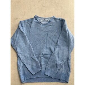 Tommy Bahama Blue Waffle Knit V Neck Long Sleeve Sweater Men's Large wool blend